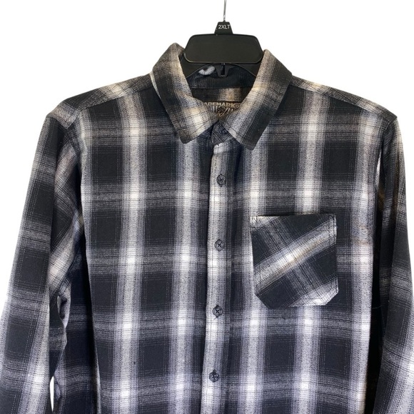 BROOKLYN CLOTHING Men's Size Large Plaid flannel button up long sleeve shirt - Picture 2 of 7
